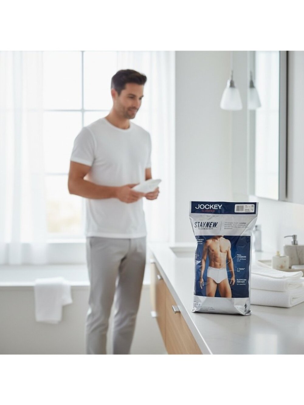 Jockey Men's Size 38 White Classic Full-rise Briefs 4-pack 100% Cotton